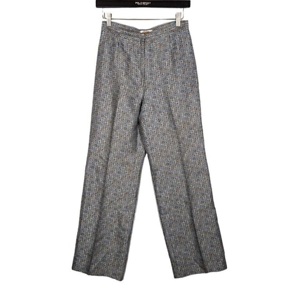 Talbots Silk Trouser Pants Straight Leg Shibori Print High Rise Chino Size 4